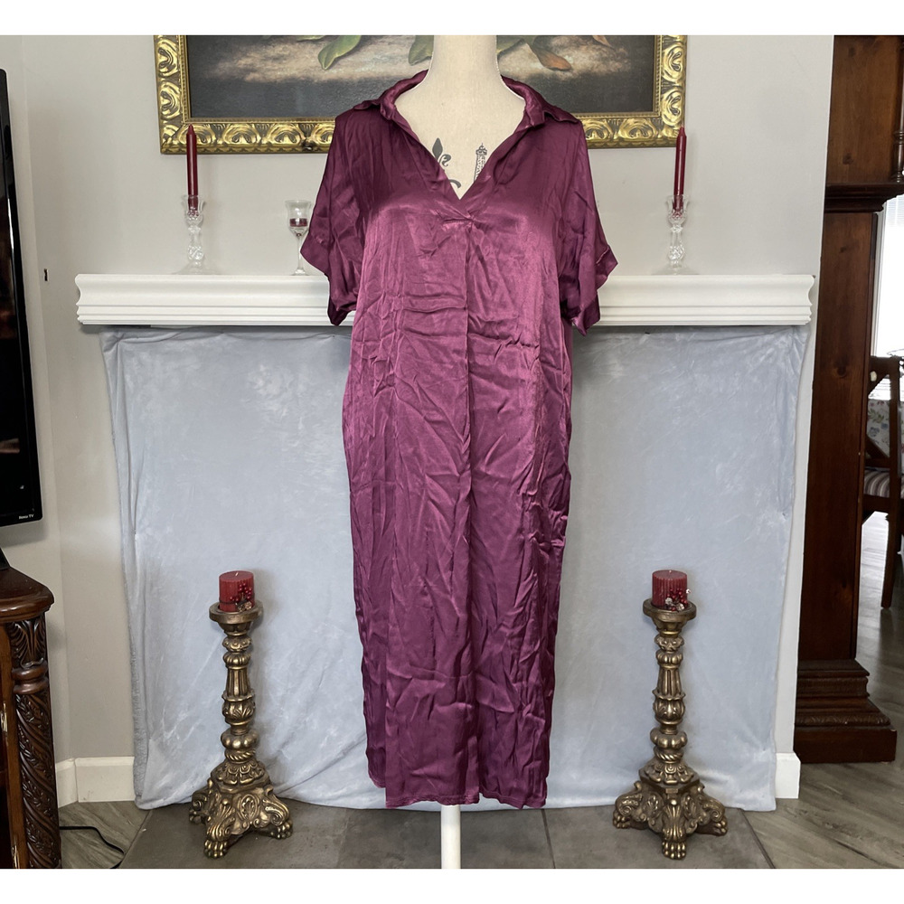 CB Crown & Ivy Satin Luxe Italian Plum Maxi Dress Large (NO SIZE TAG)
